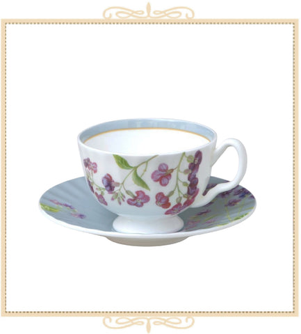 Blue Violet Teacup and Saucer