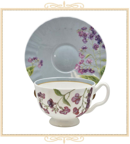 Blue Violets Teacup and Saucer