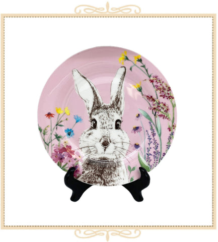 Forest Bunny Face Dessert Plate - Pink