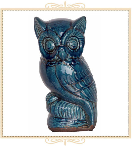 Ceramic Owl in Turquoise