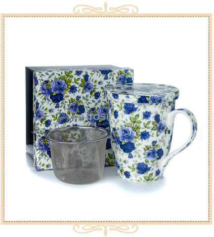McIntosh Chintz Dark Blue Roses - Mug & Infuser Set
