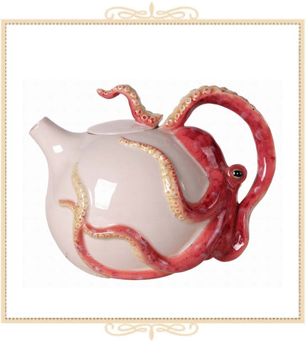 Red Circular Octopus Teapot