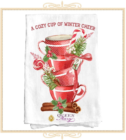 Queen Mary Signature Cozy Cup of Winter Cheer Tea Towel