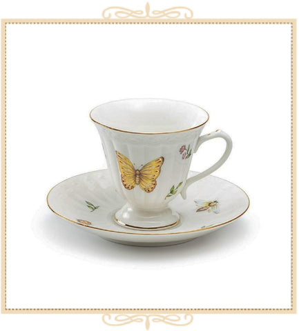 Dragonfly Butterfly Teacup and Saucer