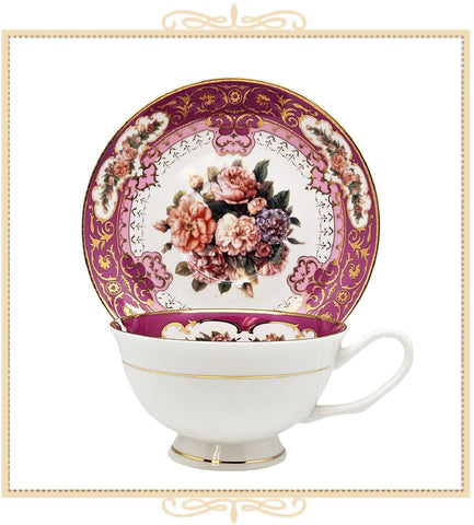 Emperor Red Gold Teacup and Saucer