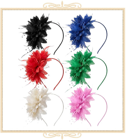 Feather and Pearl Fascinator Hats - Assorted Colors