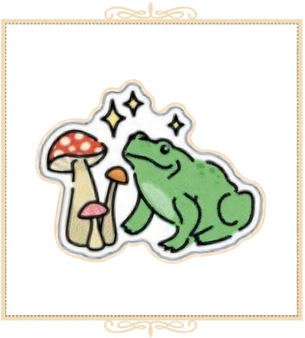 Frog and Mushrooms Sticker