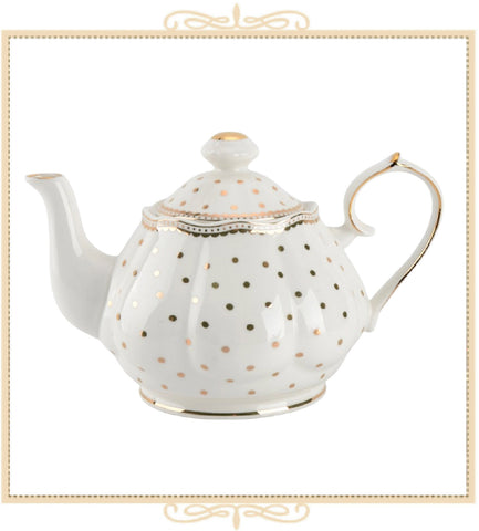 White Gold New Polka Dots Teapot