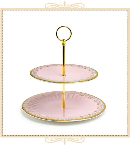 Gold Ornament with Pink 2 tier Serving Plate