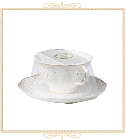 Gold Spray Dots Teacup and Saucer