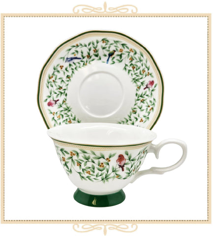 Green Birds Teacup and Saucer