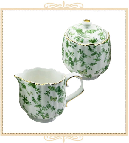 Greenery Garden Sugar and Creamer Set