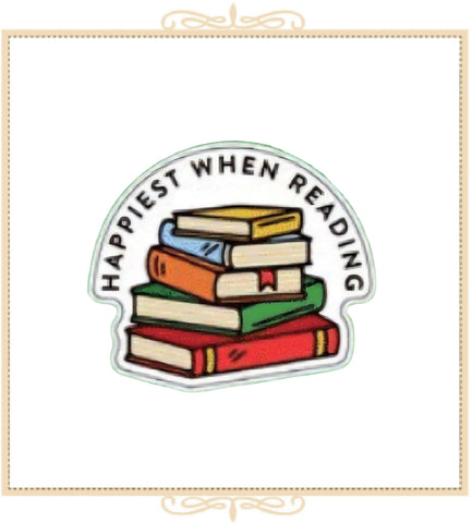 Happiest When Reading Book Stack Sticker