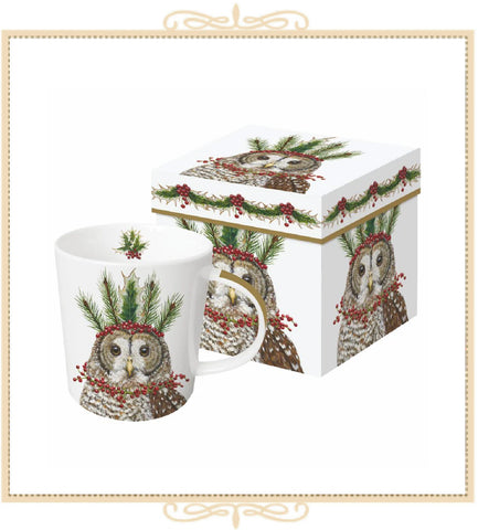 Holiday Owl Tea Mug - Gift Boxed