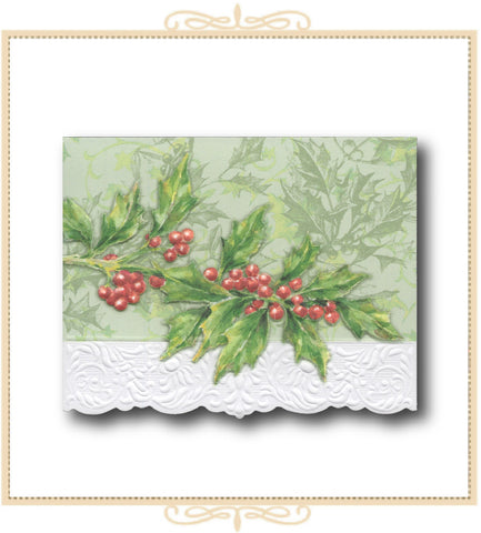 Holly and Berry Embossed Note Card Set