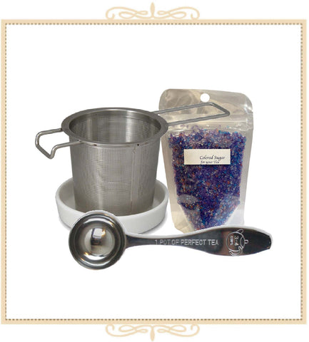 Infuser, Perfect Teapot Scoop, and Crystal Sugar Set