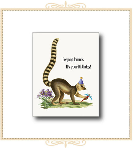 Leaping Lemurs It's Your Birthday! Greeting Card 4.25" x 5.5" (CA2-LLI)