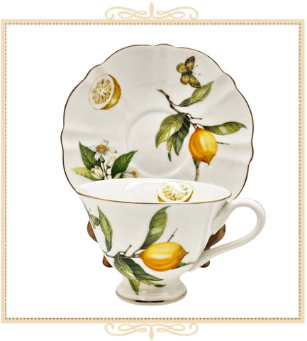 Footed Lemon Teacup and Saucer