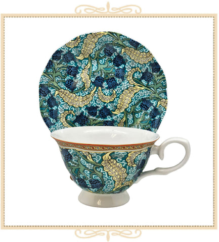 Morris Bell Drop Blue Teacup and Saucer