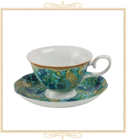 Morris Bell Drop Blue Teacup and Saucer