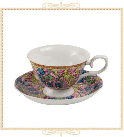 Morris Bell Drop Pink Teacup and Saucer