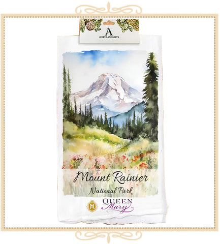Queen Mary Signature Mount Rainier National Park Flour Sack Tea Towel