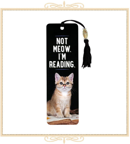 Not Meow. I'm Reading. Beaded Bookmark