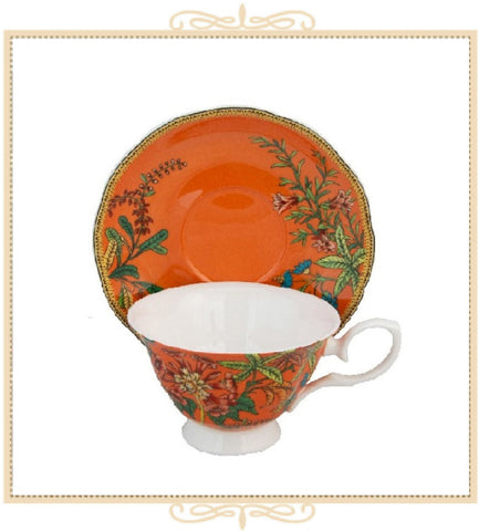 Orange Daylily Teacup and Saucer