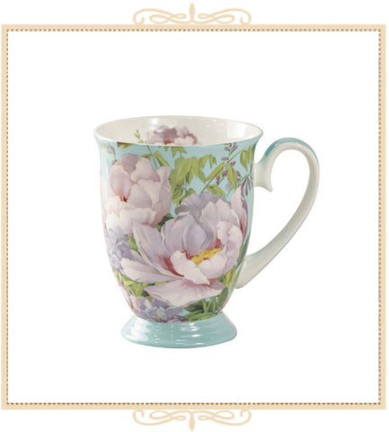 Peony Bloom Blue Footed Mug