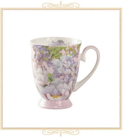 Peony Bloom Pink Footed Mug