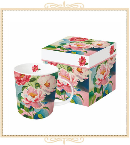 Peony Bouquet Tea Mug - Gift Boxed