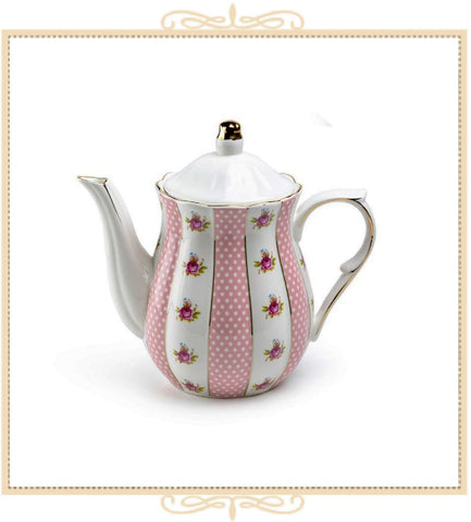 Pink Dots Rose Scallop Teapot