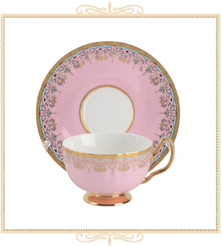 Pink Gold Ornamental Teacup and Saucer
