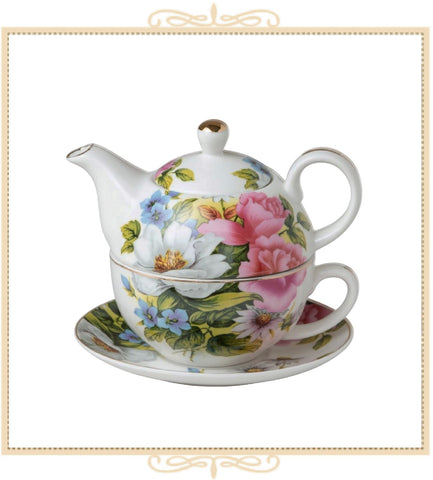 Pink Grace Rose 4 Piece Tea for One