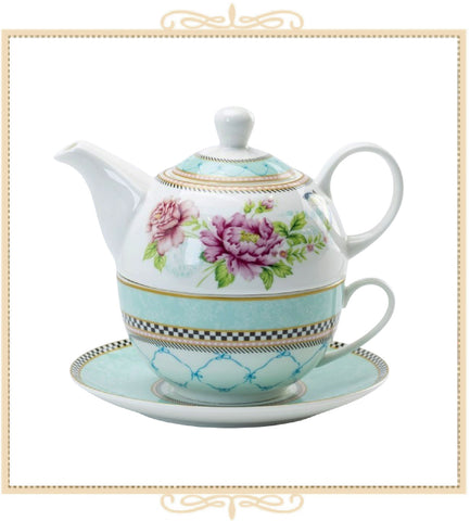 Pink Peony Garden 4 Piece Tea for One Set