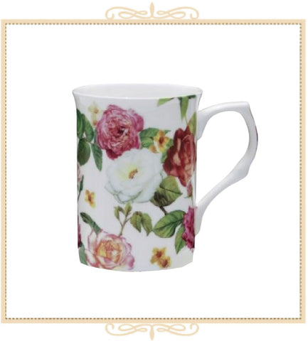 Pink, White, Red Rose Bone China Mug