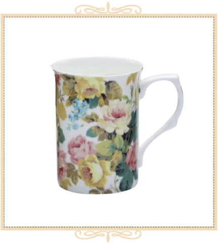 Pink, Yellow Rose Bone China Mug