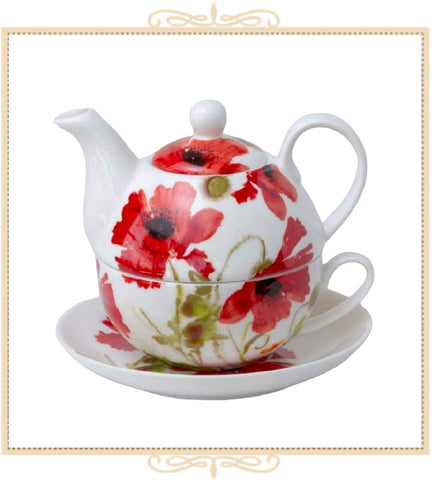 Poppy Bloom 4 Piece Tea for One Set