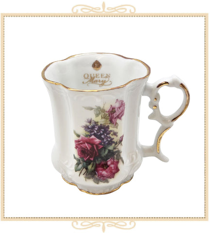 Queen Mary Signature Floral Mug Pink Roses w/ Purple Flowers
