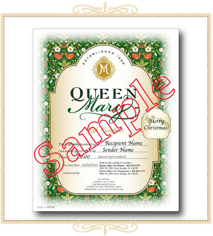 Queen Mary Holiday Gift Certificate