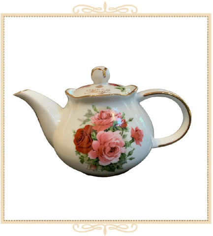 Queen Mary Signature 3-Cup Teapot Pink and Red Olympia Roses