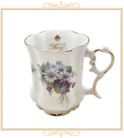 Queen Mary Signature Floral Mug Daisies and Violets