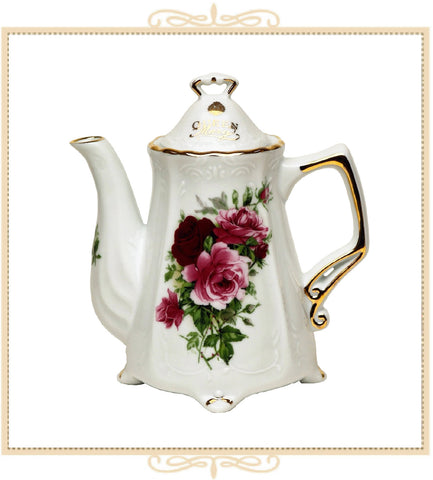 Queen Mary Signature Teapot Pink & Red Roses