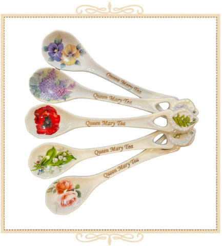Queen Mary Signature Porcelain Spoons in Assorted Floral Designs