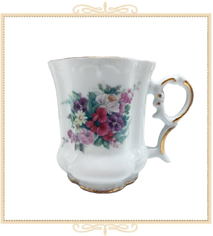 Queen Mary Signature Floral Mug Daisies with Purple and Pink Flowers