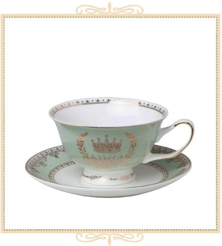 Queen Bee Mint with Gold Teacup and Saucer