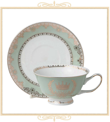 Queen Bee Mint with Gold Teacup and Saucer