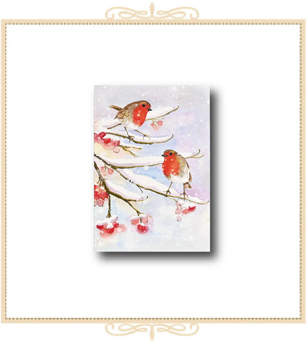 English Robins in Snow Small Boxed Holiday Cards