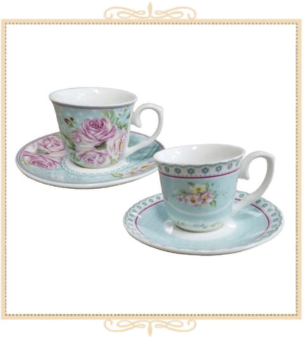 Romantic Rose Demi Cup Saucer, Set of 2 Boxed