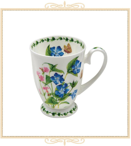 Spring Garden Footed Mug - Periwinkle flower